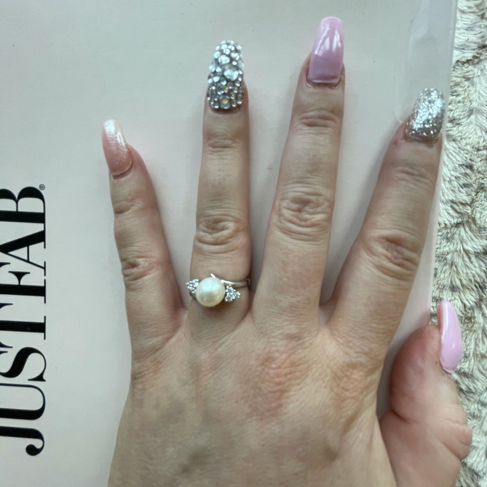NEW with box Pearl ring stearling silver